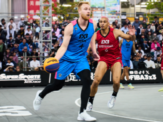 Koszykarze 3x3 Mitchell Hahn i Worthy de Jong podczas turnieju cyklu World Tour 2025.